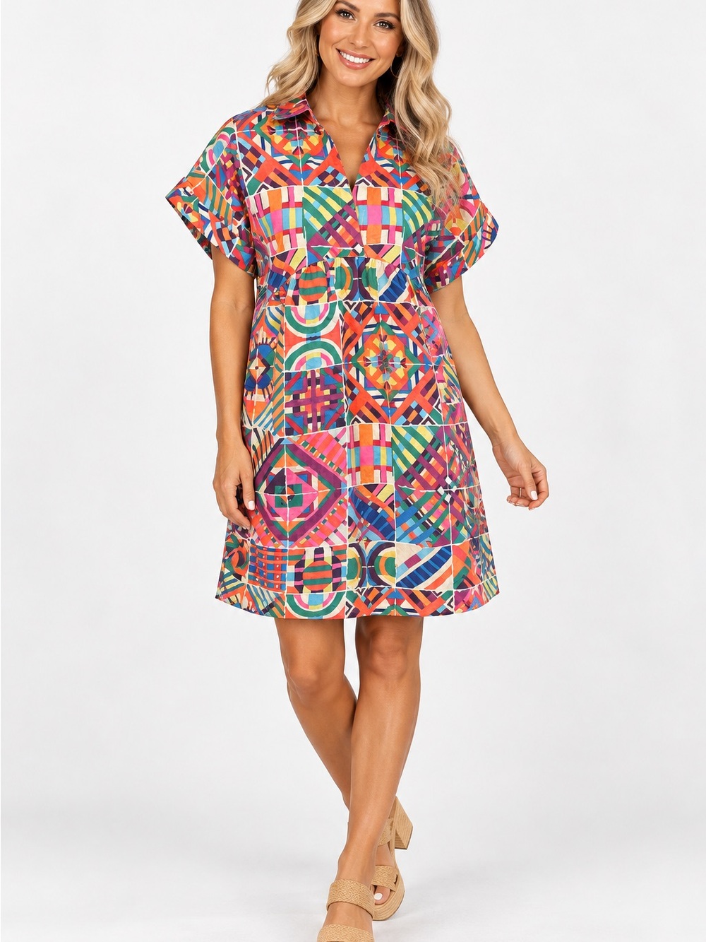 Uncle Frank Multicolor Geometric Midi Dress
